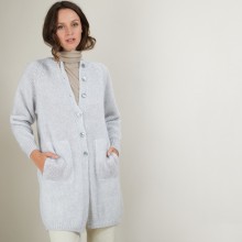 Long gilet 2 poches en mohair - Gaya 7013 vapeur - 11 Gris clair