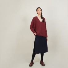 V-neck loose-fitting jumper in wool and silk - Baba