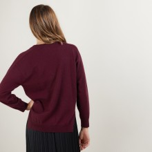 Pull col V à fentes en cachemire - Barnabe 7085 damas - 18 Violet foncé