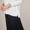 Pull à fentes col v en laine - Bernice 7002 arome - 82 Ecru