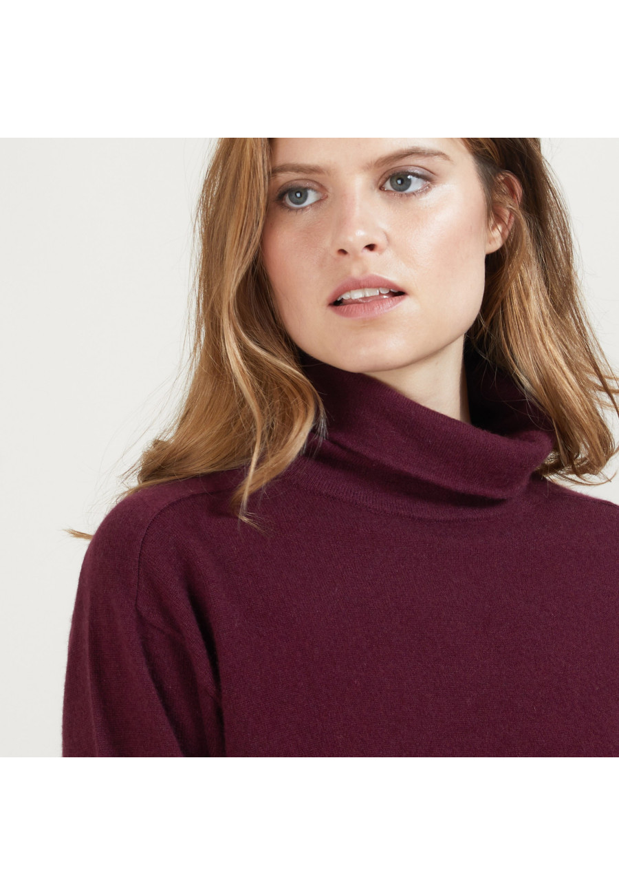 Cashmere turtleneck sweater with hammer armholes - Beverlie