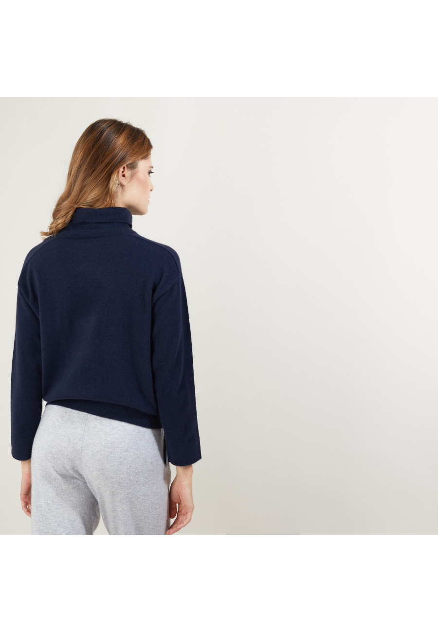 Cashmere turtleneck sweater with hammer armholes - Beverlie