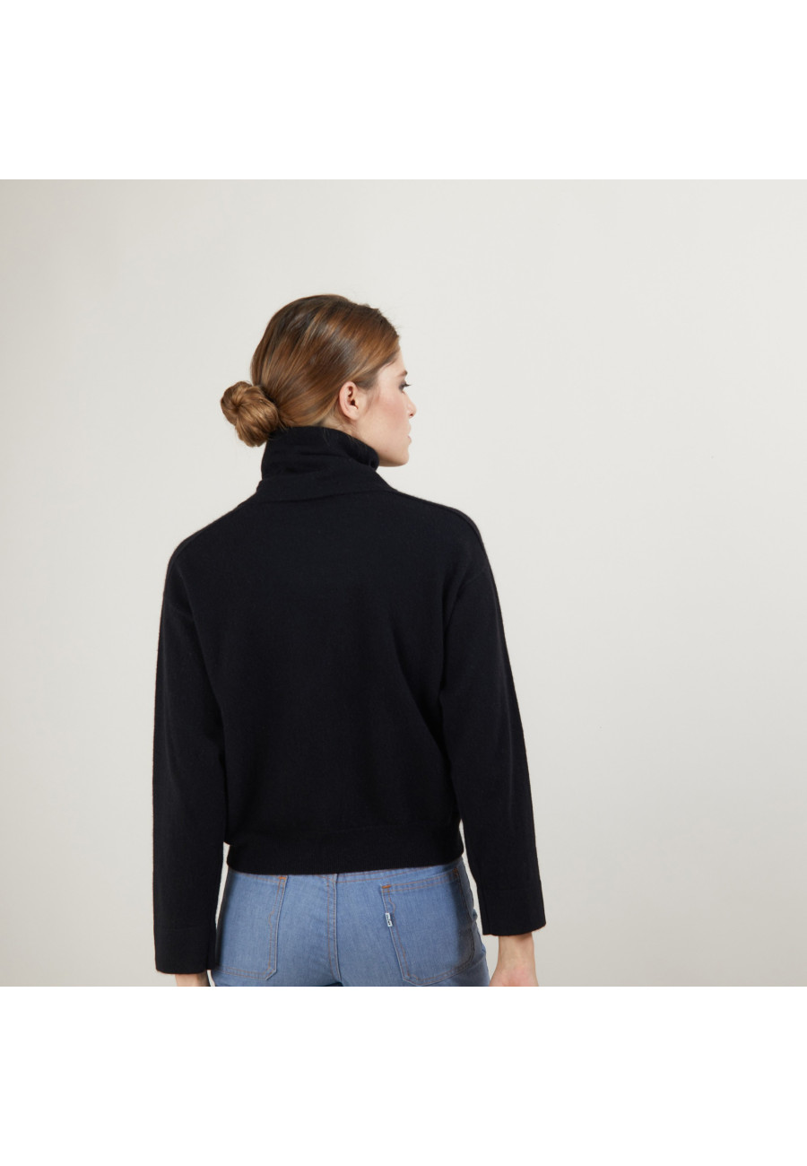 Cashmere turtleneck sweater with hammer armholes - Beverlie
