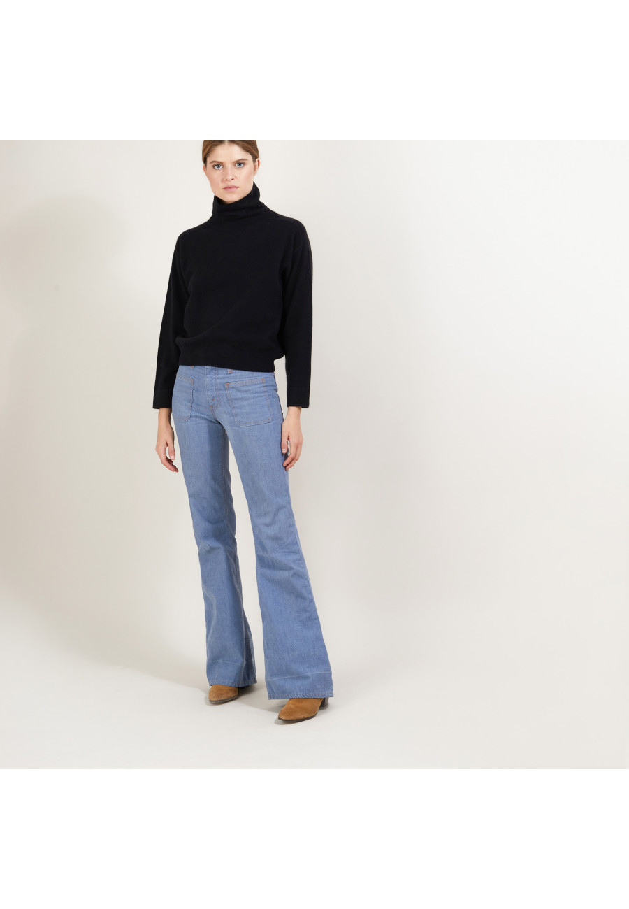 Cashmere turtleneck sweater with hammer armholes - Beverlie