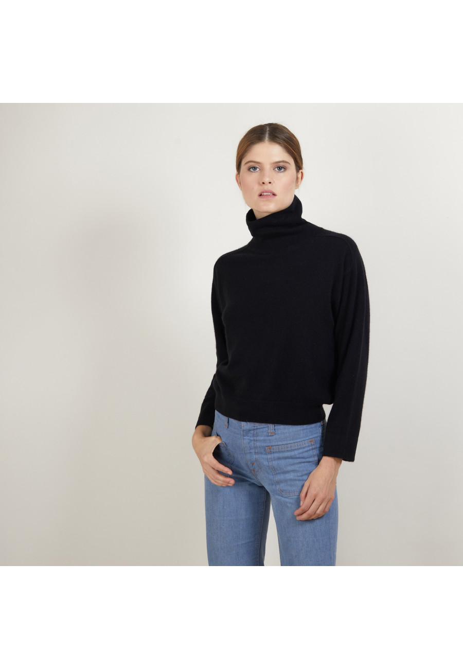 Cashmere turtleneck sweater with hammer armholes - Beverlie
