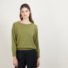 Cashmere round neck sweater with hammer armholes - Bree