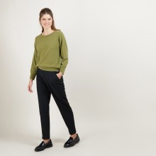 Cashmere round neck sweater with hammer armholes - Bree