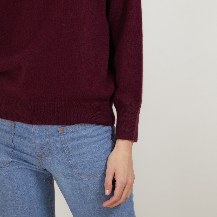 Cashmere round neck sweater with hammer armholes - Breee