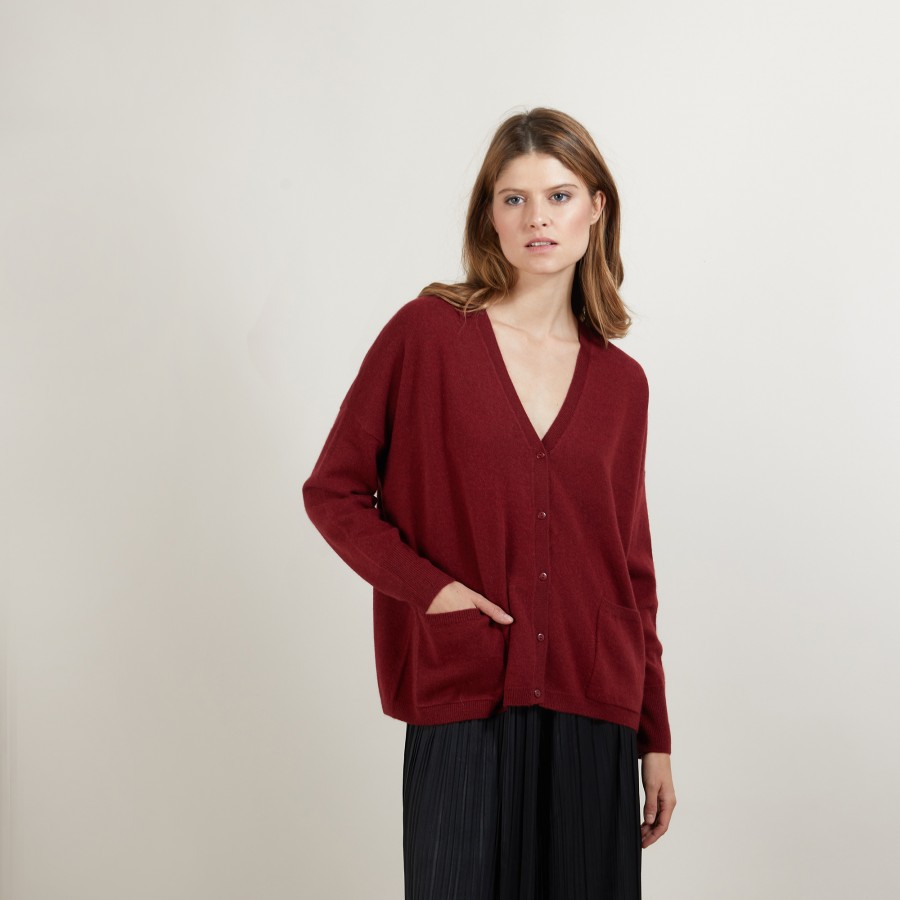 Cardigan en cachemire - Brune 7082 grenade - 51 Bordeaux