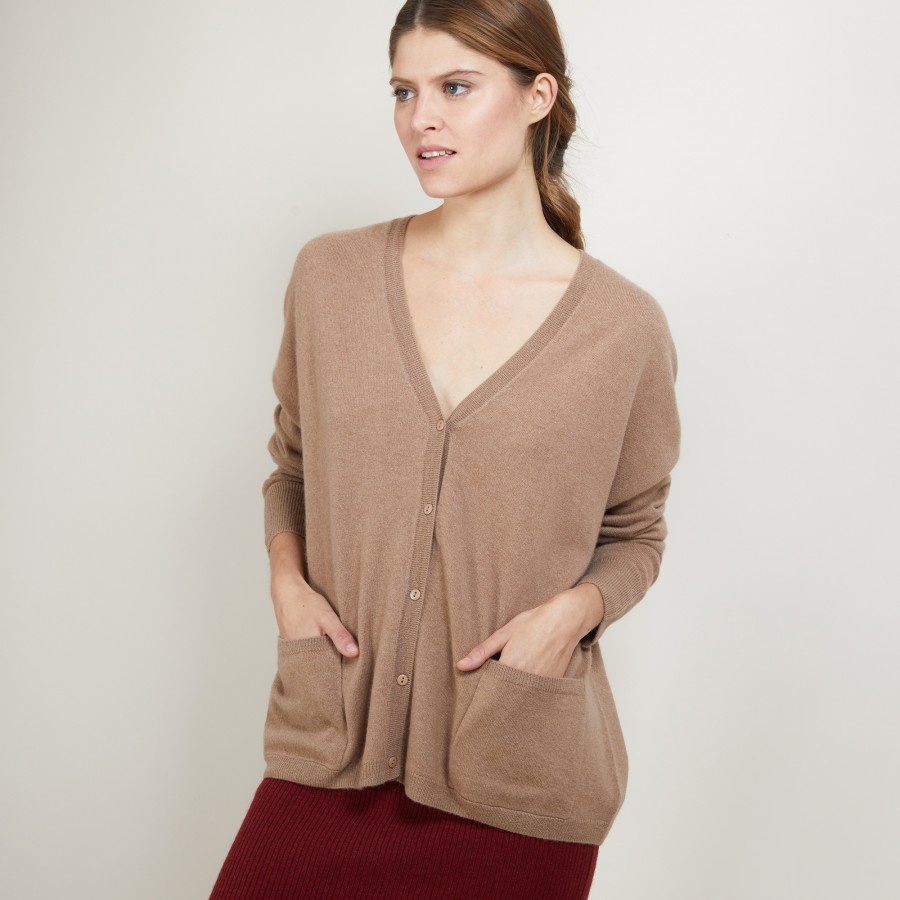 Cardigan en cachemire - Brune 7030 desert - 46 Marron clair