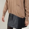 Pull court col V en cachemire - Balba 7030 desert - 46 Marron clair