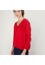 Pull court col V en cachemire - Balba 7080 dahlia - 52 Rouge