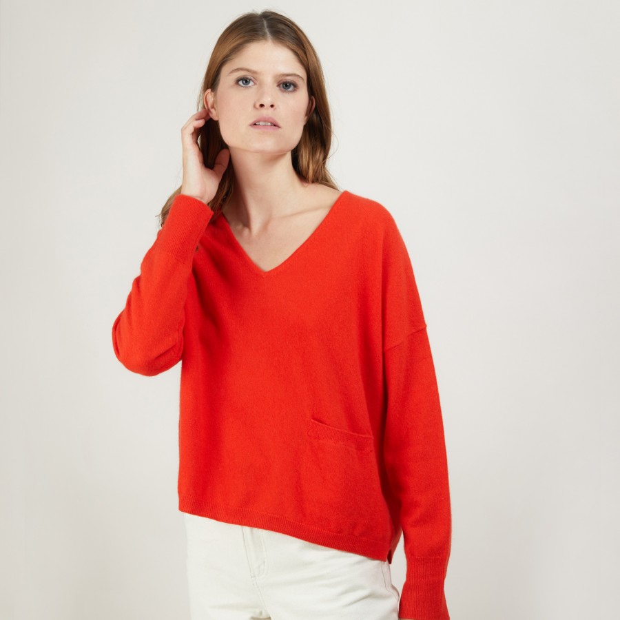 Short cashmere V-neck sweater - Balba