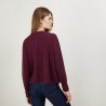 Pull court col V en cachemire - Balba 7085 damas - 18 Violet foncé