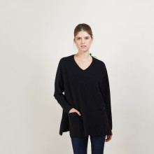 Pull ample col V en cachemire - Belinda 7010 noir - 01 Noir