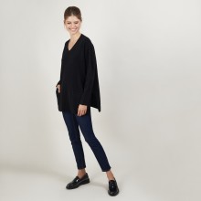 Pull ample col V en cachemire - Belinda 7010 noir - 01 Noir