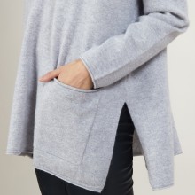 Pull ample col V en cachemire - Belinda 7013 vapeur - 09 Gris moyen