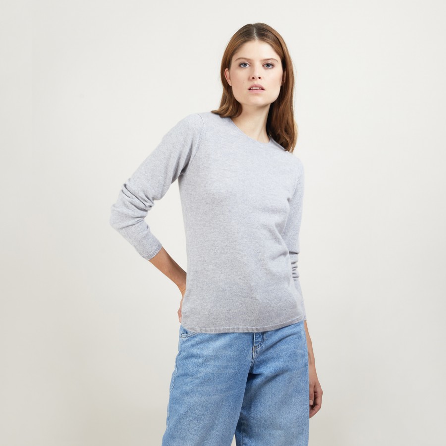 Round neck sweater 100% cashmere. BERLINE