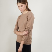 Pull col rond en cachemire - Berline 7030 desert - 46 Marron clair