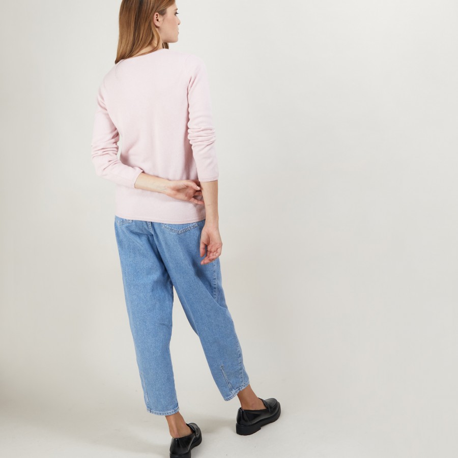 Pull col rond en cachemire - Berline 7084 opale - 24 Rose clair