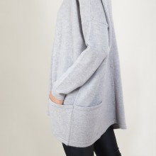 Pull oversize col V boutonné dos - Binta 7013 vapeur - 09 Gris moyen