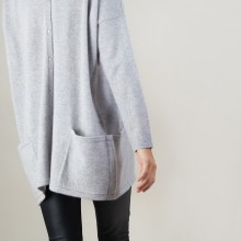 Pull oversize col V boutonné dos - Binta 7013 vapeur - 09 Gris moyen