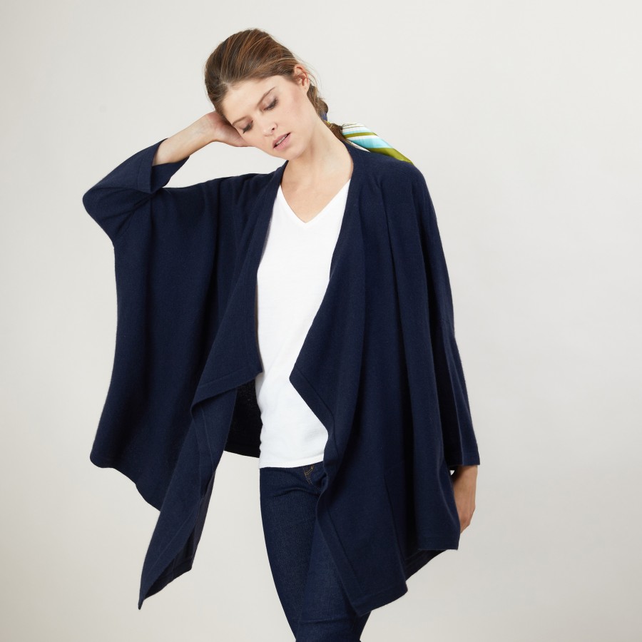 Gilet oversize en cachemire - Blondine 7040 marine - 05 Bleu marine