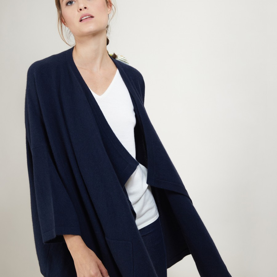 Gilet oversize en cachemire - Blondine 7040 marine - 05 Bleu marine