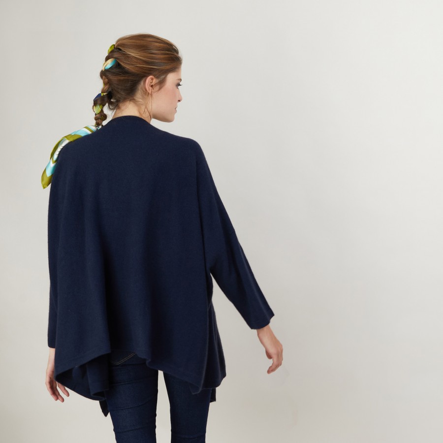 Gilet oversize en cachemire - Blondine 7040 marine - 05 Bleu marine