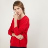 Pull ample en cachemire boutons épaule - Brook 7080 dahlia - 52 Rouge