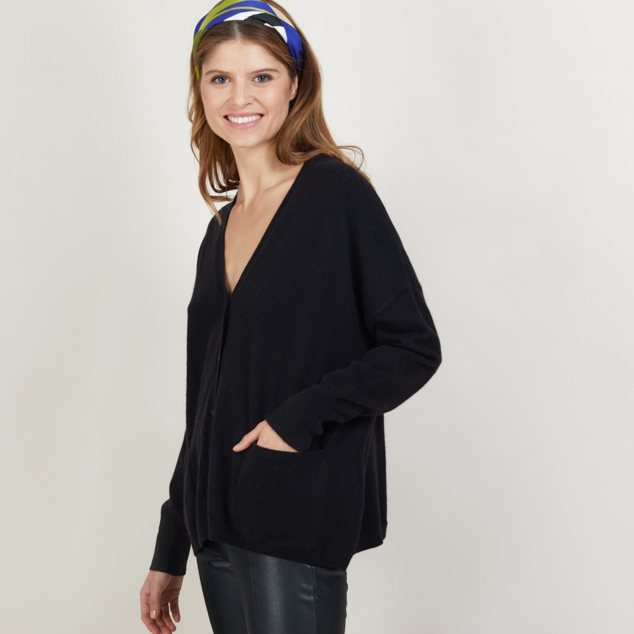 Cardigan en cachemire - Brune 7010 noir - 01 Noir