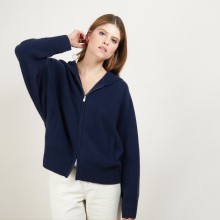Zipped hooded jacket in 100% cashmere GABIN