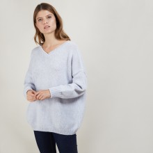 Front and back v-neck cardigan in nylon wool - Gebril