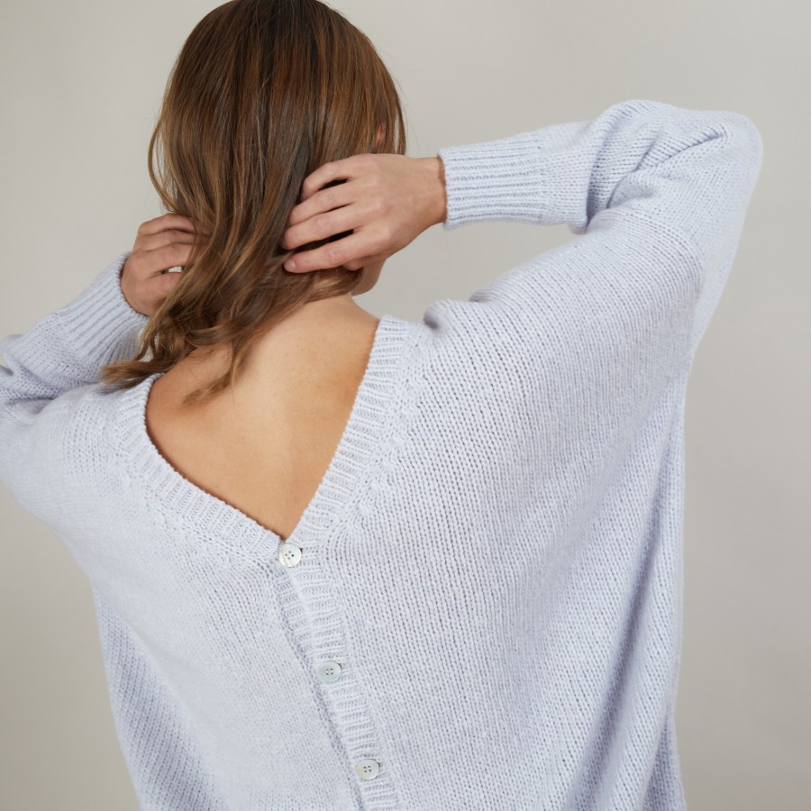 Front and back v-neck cardigan in nylon wool - Gebril