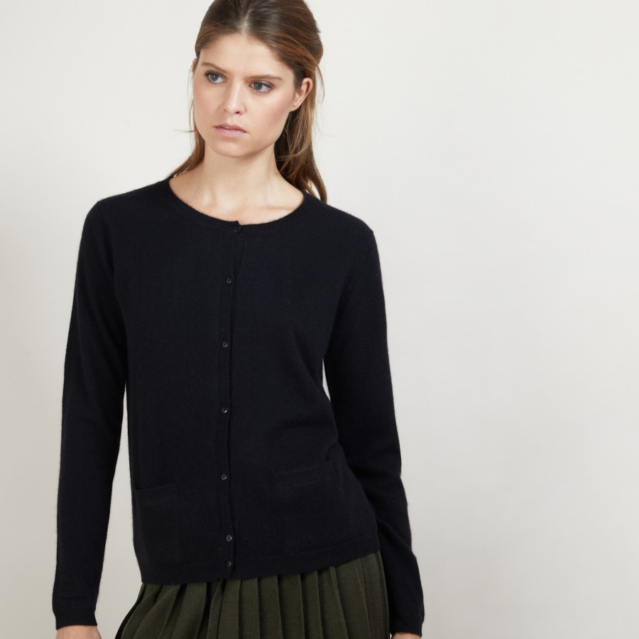 Cardigan col rond en cachemire - Balletto - 7010 noir - 01 Noir