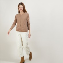 Cardigan col rond en cachemire - Balletto - 7030 desert - 46 Marron clair