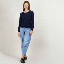 Cardigan col rond en cachemire - Balletto - 7040 marine - 05 Bleu marine