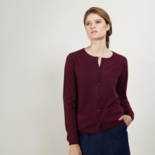 Cardigan col rond en cachemire - Balletto - 7085 damas - 18 Violet foncé