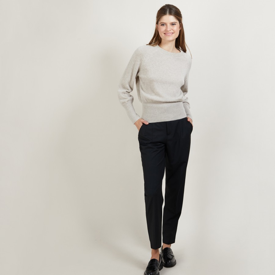 Pull col rond manches raglan en laine alpaga - Gina 7130 marine or - 05 Bleu marine