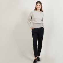 Pull col rond manches raglan en laine alpaga - Gina 7130 marine or - 05 Bleu marine
