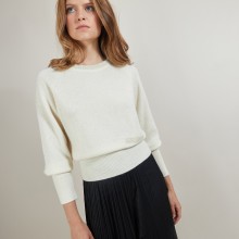 Pull col rond manches raglan en laine alpaga - Gina 7130 marine or - 05 Bleu marine