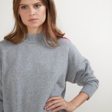 Oversized high-neck sweater in recycled cashmere and wool - Glace
