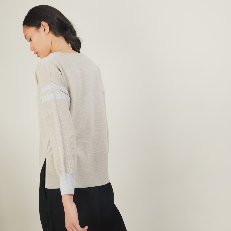 Two-tone wool sweater with slits - Glee