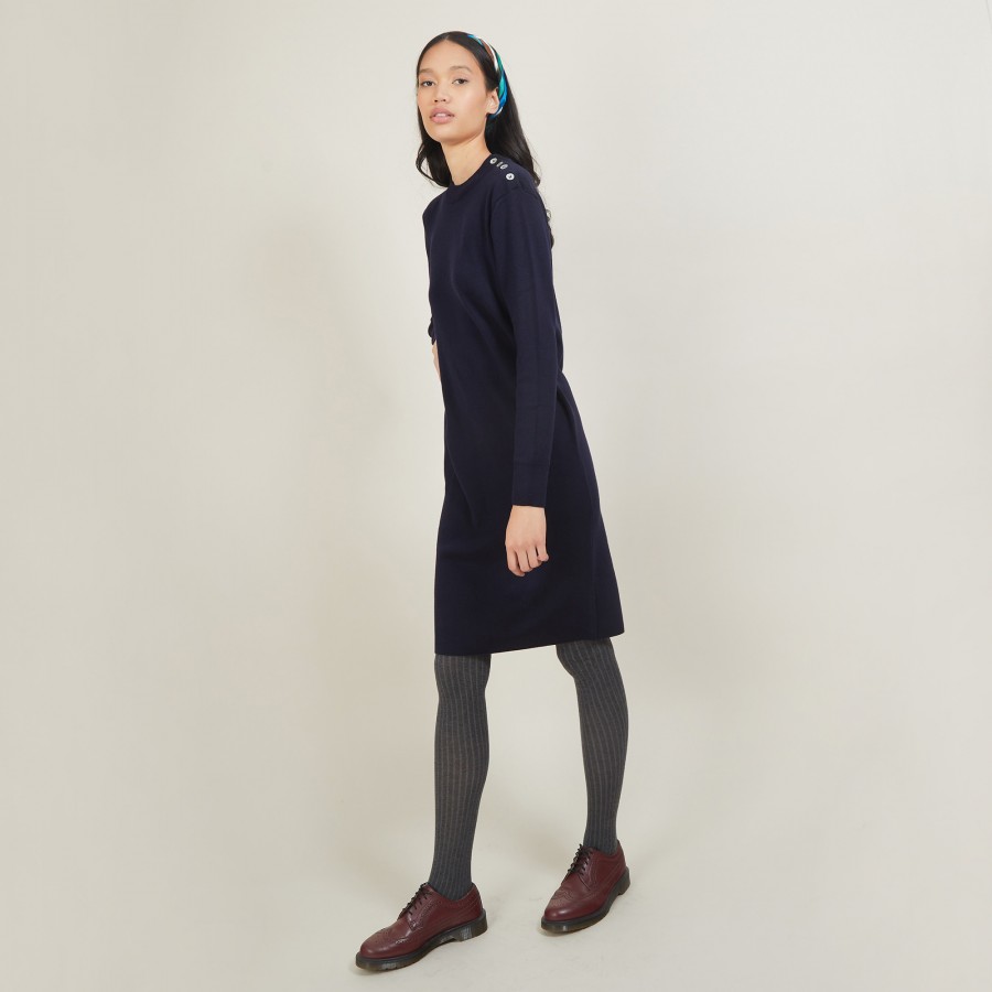 Robe en laine boutons épaule - Frankie