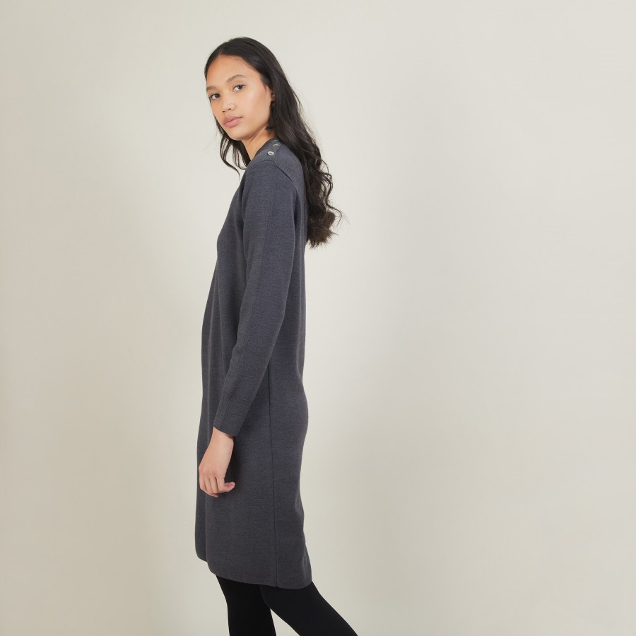 Robe en laine boutons épaule - Frankie