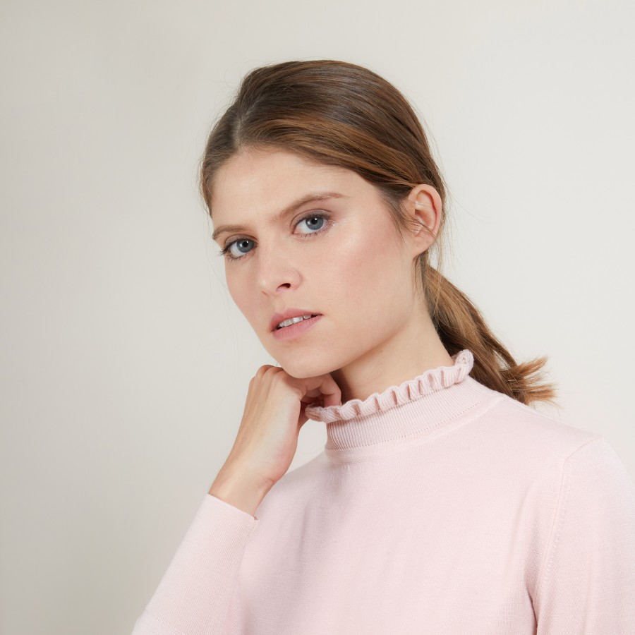 Wool and silk sweater with fancy collar - Florina