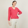 Pull col v en laine et soie - Blovis 7083 pivoine - 26 Rose foncé