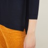 Pull à fentes col v en laine - Bernice 7040 marine - 05 Bleu marine
