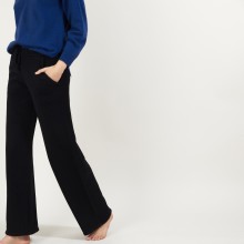 Pantalon droit en cachemire et laine recyclés - Gessy 7010 noir - 01 Noir