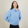Pull col montant zippé en mohair - Gilda 7045 air - 04 Bleu clair